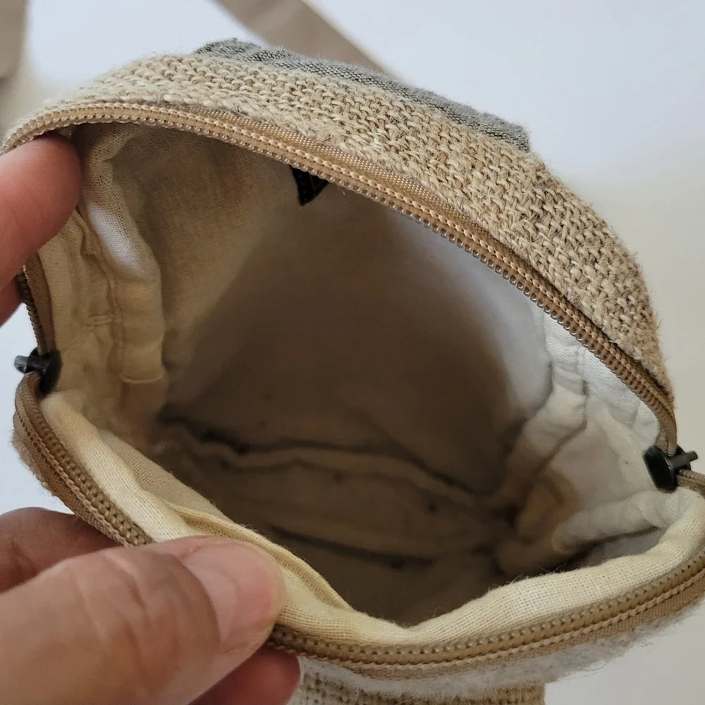 Rising International Woven Hemp Crossbosy Slingbag Earthy Granola Hippie Nature